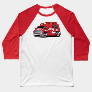 Paramedic EMT Ambulance Rescue Truck Cartoon Baseball T-Shirt